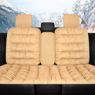 Thick Crystal Velvet Washable Human Pet Car Seat Cover Beige Rear Seat