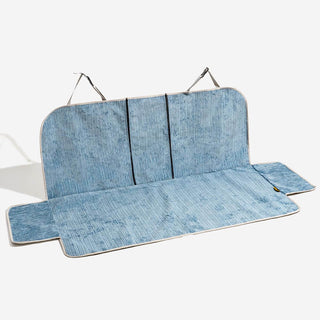 Waterproof Striped Chenille Pet Car Seat Protector Cover-Road Safer Blue Full Set