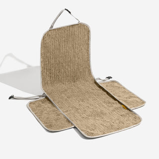Waterproof Striped Chenille Pet Car Seat Protector Cover-Road Safer Khaki One Seat