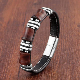 Tijgeroog Natuursteen Lederarmband Zilver Rood Tijgeroog