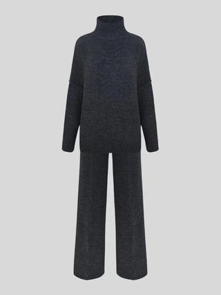 Sophie Dames Effen Gebreide Set met Wijde Broek