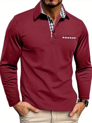 Polo Met Lange Mouwen Comfortabele Pasvorm Tijdloze Stijl Rood