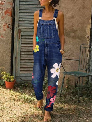 Celestia - Mouwloze Denim Jumpsuit Donkerblauw