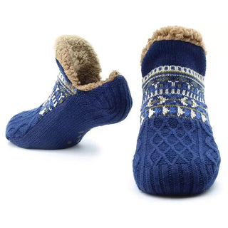 Sofie | Winterwarme Antislip Huissokken Blauw