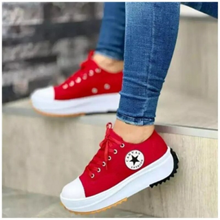 Dames Orthopedische Schoenen met Veters Rood