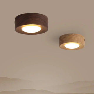 WoodenGlow - Walnoot Plafondlamp met LED Schijnwerper Essenhout A