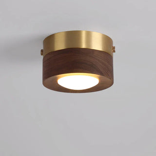 WoodenGlow - Walnoot Plafondlamp met LED Schijnwerper Walnoothout B